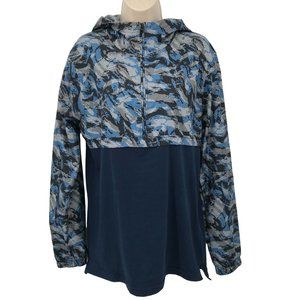 Under Armour Womens Blue Nylon Camo Print Contrast Long Sleeve Zip Hoodie Sz M